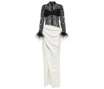 Rasario Robe aus Spitze und Crepe