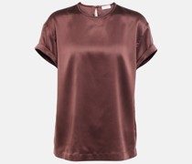 Brunello Cucinelli Verziertes Top aus einem Seidengemisch