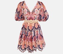 Bedrucktes Minikleid aus Leinen
