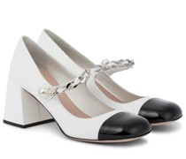 Verzierte Mary-Jane-Pumps aus Leder