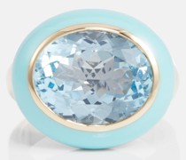 Ring Arena aus 14kt Gelbgold mit Topas und Emaille