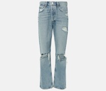 Distressed Mid-Rise Straight Jeans 90s