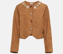 Rixo Bestickte Jacke Marianne aus Veloursleder