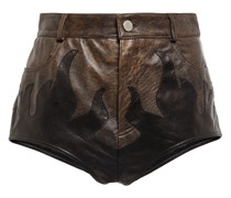 Alessandra Rich Bedruckte High-Rise Shorts aus Leder