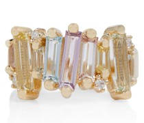 Suzanne Kalan Ring Pastel Rainbow aus 14kt Gelbgold mit Diamanten und Saphiren