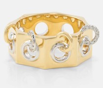 Ring Eyet aus 14kt Gelb- und Weissgold mit Diamanten