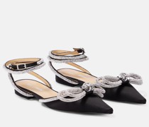 Verzierte Ballerinas Double Bow aus Satin