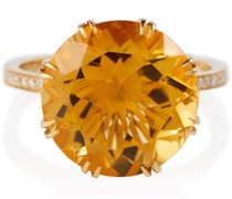 Ileana Makri Ring aus 18kt Gelbgold mit Diamanten und Citrin