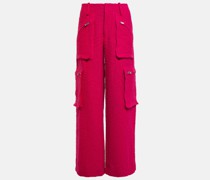 High-Rise Cargohose aus Boucle