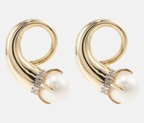 Ohrringe aus 14kt Gelbgold mit Diamanten und Perlen