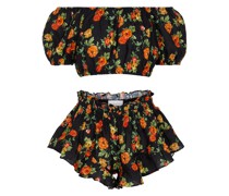 Caroline Constas Set aus Cropped-Top, Shorts und Tuch