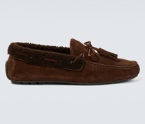 Mokassins aus Veloursleder mit Shearling