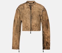 Cropped-Bikerjacke aus Leder