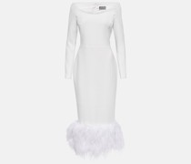 Rasario Midikleid aus Crepe mit Federn