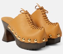 Plateau-Clogs 50 aus Leder