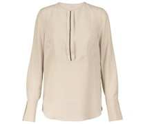 Brunello Cucinelli Verzierte Bluse aus Seiden-Crepe