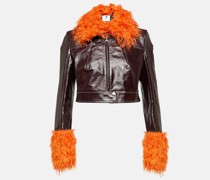 Lederjacke mit Faux Fur