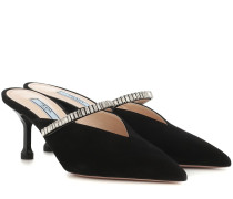 Prada Mules aus Veloursleder