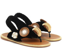 Verzierte Slingback-Sandalen