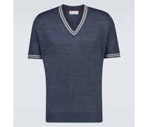 Brunello Cucinelli Kurzarmpullover aus Leinen und Baumwolle