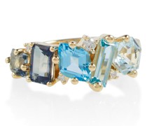 Suzanne Kalan Ring aus 14kt Gelbgold mit Diamanten und Topas
