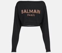 Balmain Cropped-Pullover aus einem Wollgemisch