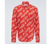 X Coca-Cola® Bedrucktes Hemd aus Baumwolle und Leinen