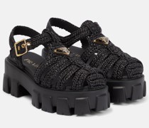 Prada Plateausandalen Monolith aus Raffiabast