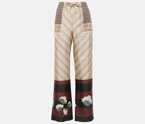 Bedruckte Pyjama-Hose aus Seidensatin
