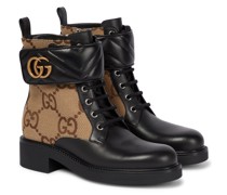 Gucci Ankle Boots Double G aus Canvas und Leder