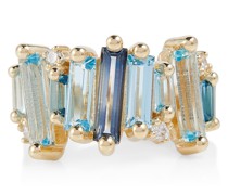 Suzanne Kalan Ring aus 14kt Gelbgold mit Diamanten und Topasen