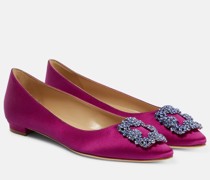 Manolo Blahnik Verzierte Ballerinas Hangisiflat aus Satin