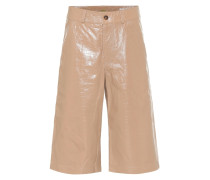 High-Rise Shorts aus Leder