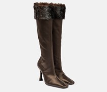 Stiefel aus Satin mit Faux Fur