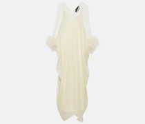 Taller Marmo Robe aus Seide mit Federn