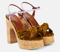 Saint Laurent Sandalen Bianca aus Samt und Leder