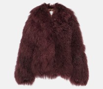Cropped-Mantel aus Faux Fur