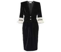 Saint Laurent Midikleid aus Samt und Cupro