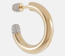 Einzelner Ohrring Tube Medium aus 14kt Gelbgold mit Diamanten
