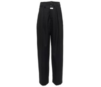 High-Rise-Hose aus Wolle mit weitem Bein