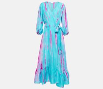 Bedrucktes Midikleid aus Seide