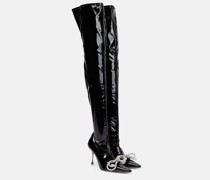 Mach & Mach Verzierte Overknee-Stiefel aus Lacklederimitat