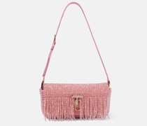 Jimmy Choo Verzierte Schultertasche Avenue Mini aus Satin