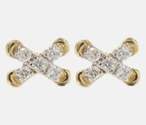 Ohrringe Diamond Cross Stitch aus 14kt Gelbgold mit Diamanten