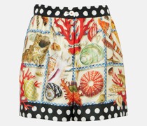 Bedruckte Shorts Capri aus Seidensatin