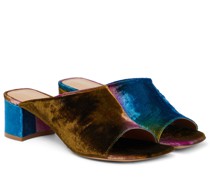 Dries Van Noten Bedruckte Pantoletten aus Samt