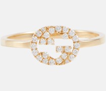 Ring Interlocking G aus 18kt Gelbgold mit Diamanten