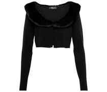Blumarine Cardigan mit Faux Fur-Besatz