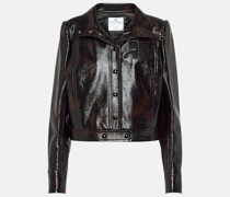 Courreges Bedruckte Bikerjacke aus einem Baumwollgemisch