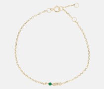 Armband Tiny Emerald Goddess aus 14kt Gelbgold mit Diamanten und Smaragd